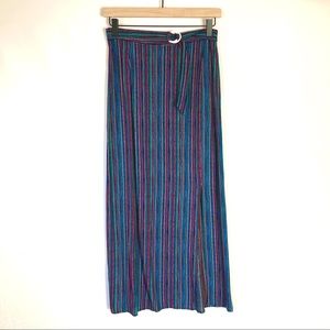 Vintage AC Designs Rainbow Striped Long Skirt Size 12 Medium 90s 80s